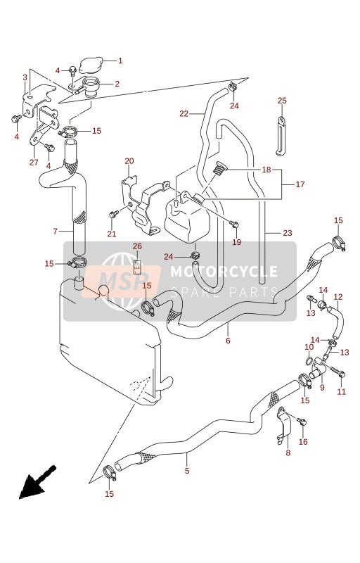 Suzuki AN400A 2022 Tuyau de radiateur pour un 2022 Suzuki AN400A